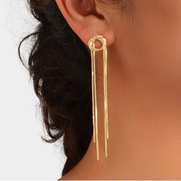 Elegant Gold Dangle Earrings N1441 - Picture 1 of 5